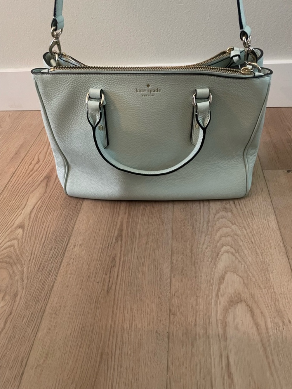 kate spade Mint Green Leather Satchel with Gold Hardware